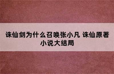 诛仙剑为什么召唤张小凡 诛仙原著小说大结局